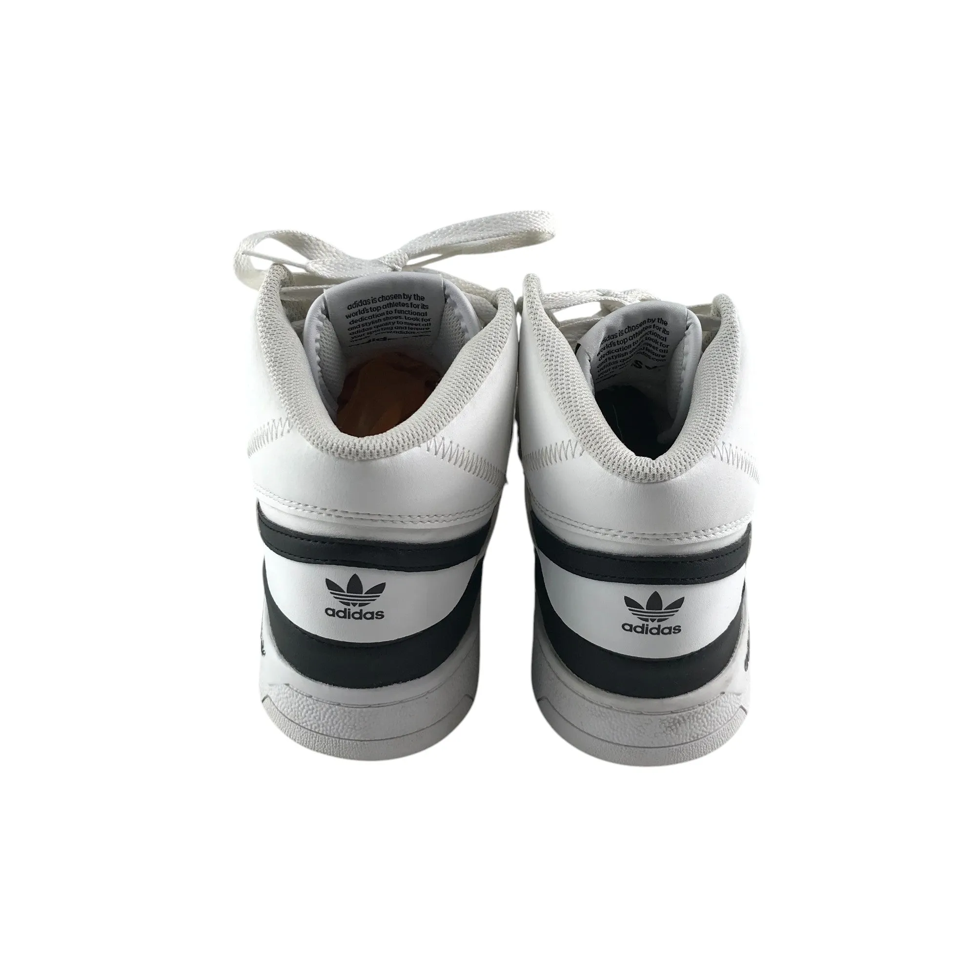 Adidas Drop Step trainers shoes size 4.5 white and black high tops with laces