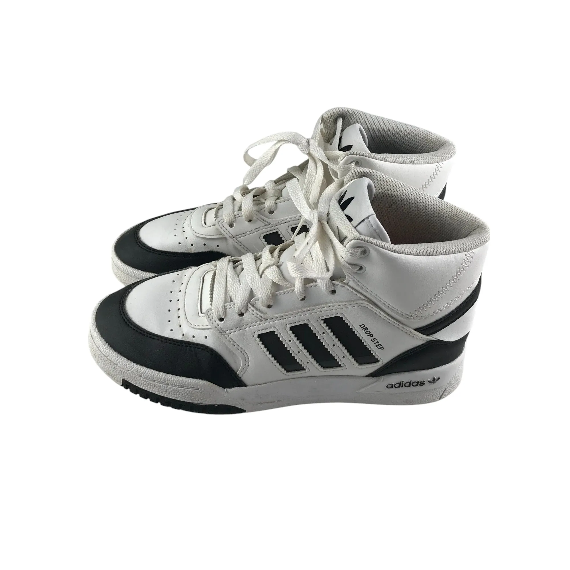 Adidas Drop Step trainers shoes size 4.5 white and black high tops with laces