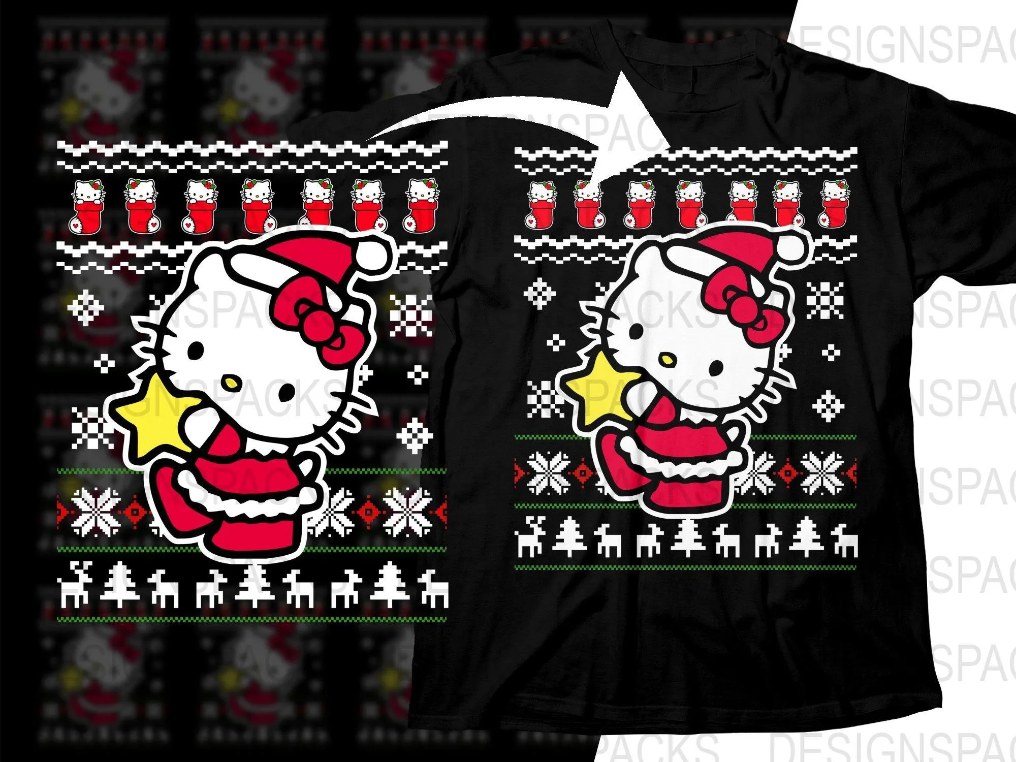 Adorable Hello Kitty Christmas Design Png Digital Download