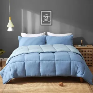 APSMILE Reversible All Season Down Alternative Full Queen Comforter, Light Blue