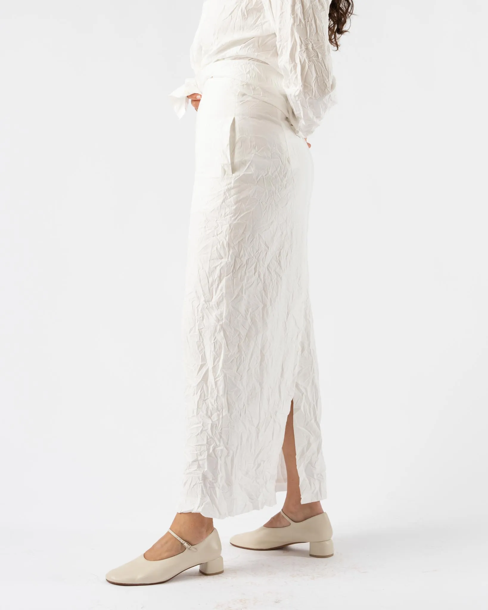 Auralee Wrinkled Washed Finx Twill Skirt in White