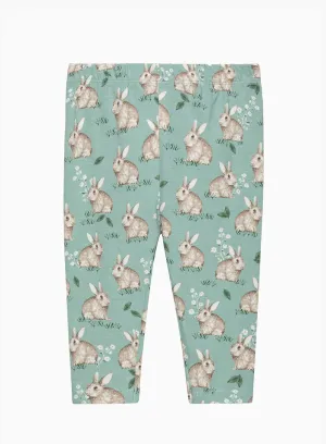 Baby Jersey Leggings in Pale Green Bunny