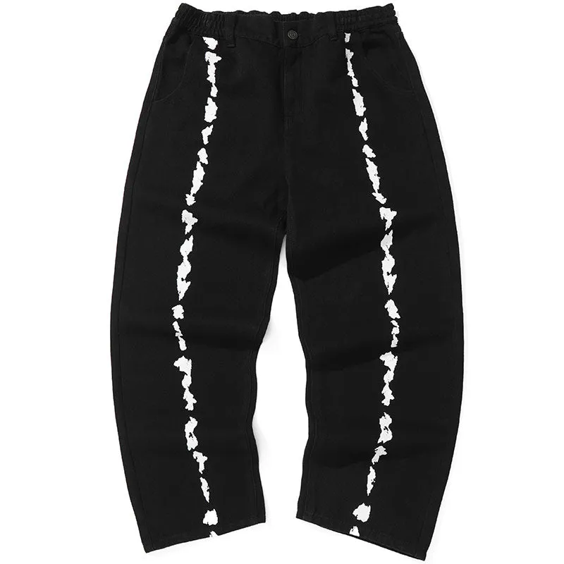 Black Stylish Graphic Straight Jeans