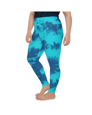 Blue & Aqua Tie Dye Plus Size Leggings