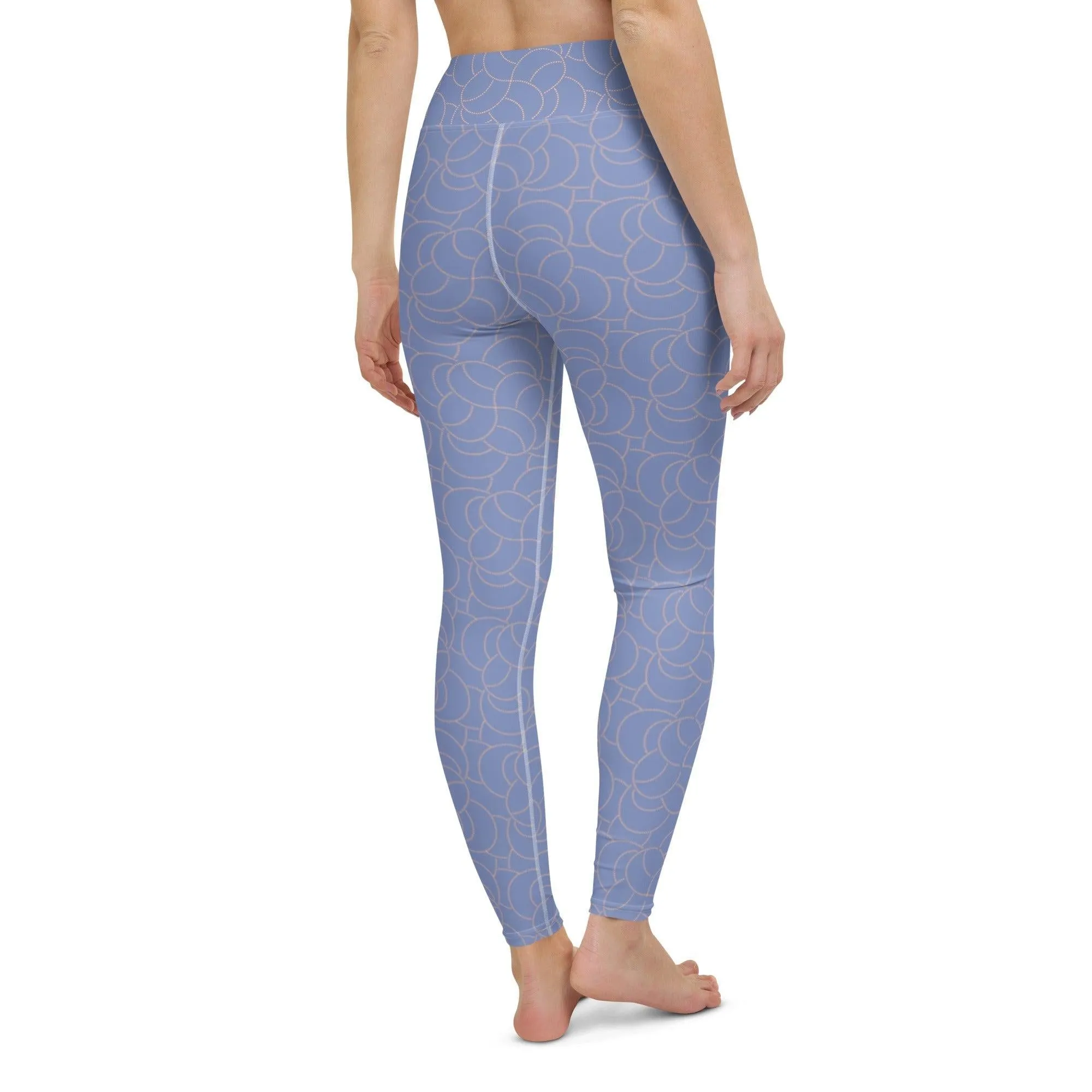 Blue Patterned Women's High-Waisted Yoga Pants