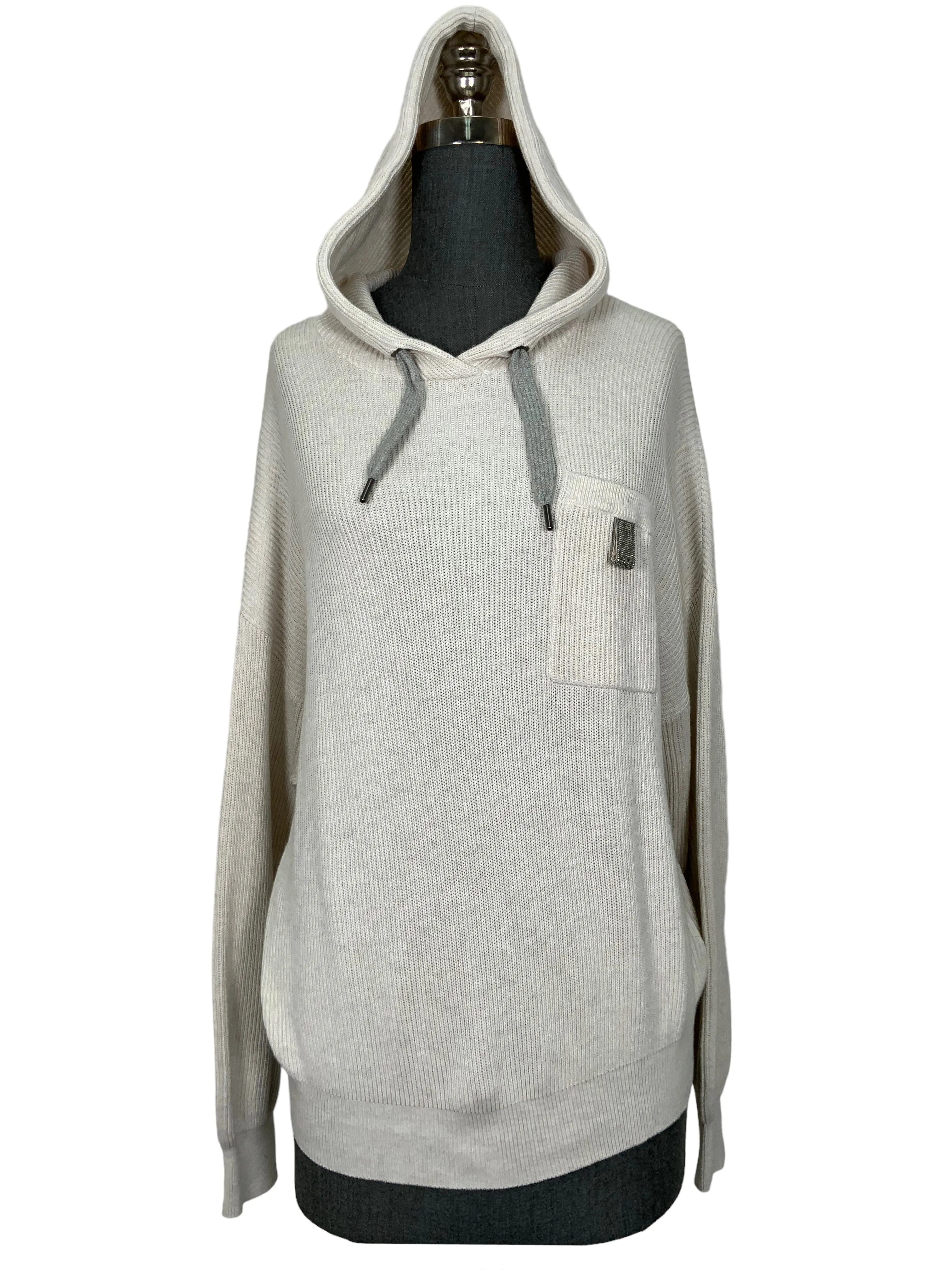 BRUNELLO CUCINELLI Monili-Loop English Rib Hoodie Size M