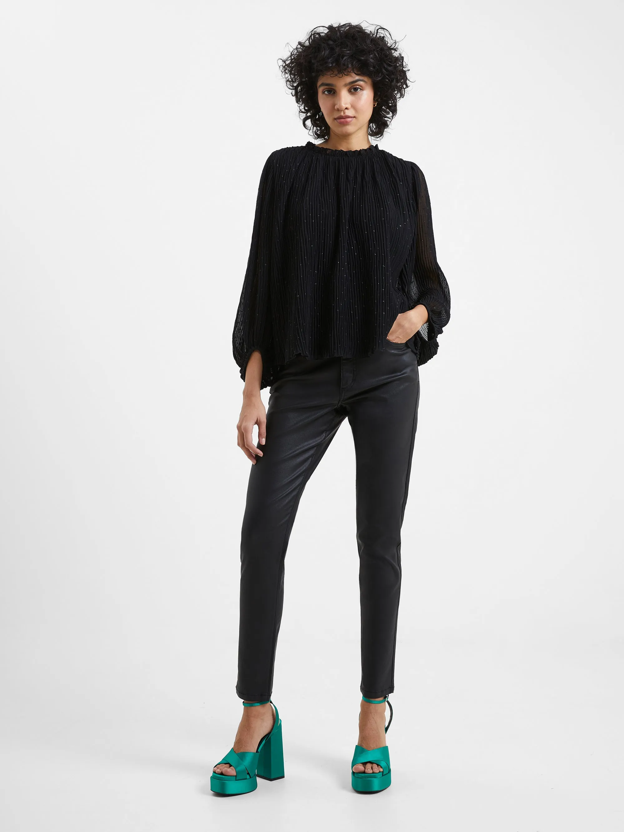 Callie Lurex Pleated Top