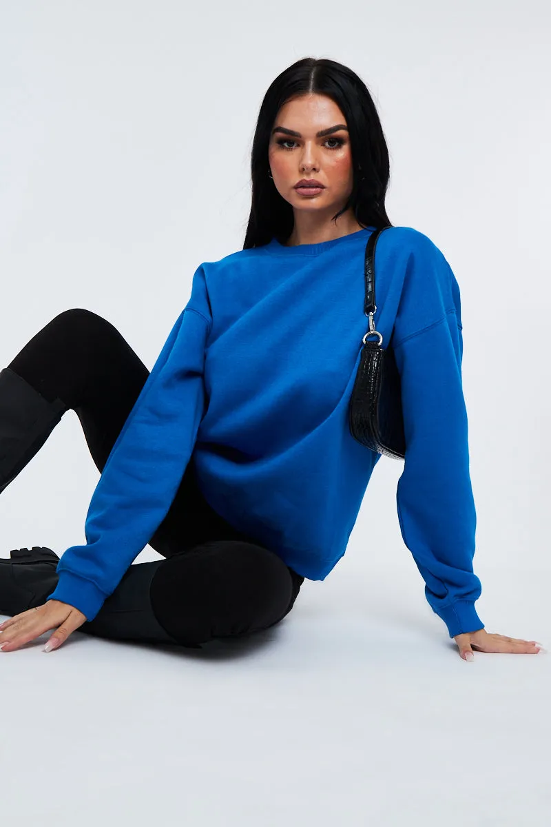 Cobalt Blue Oversized Sweatshirt - Tesse