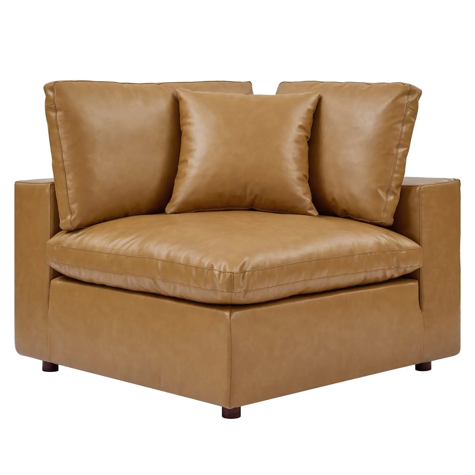 Commix Down Filled Overstuffed Vegan Leather 6-Piece Sectional Sofa Tan EEI-4921-TAN