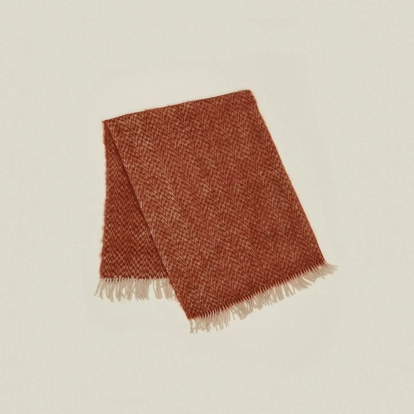 Herringbone Mohair Throw - Terracotta