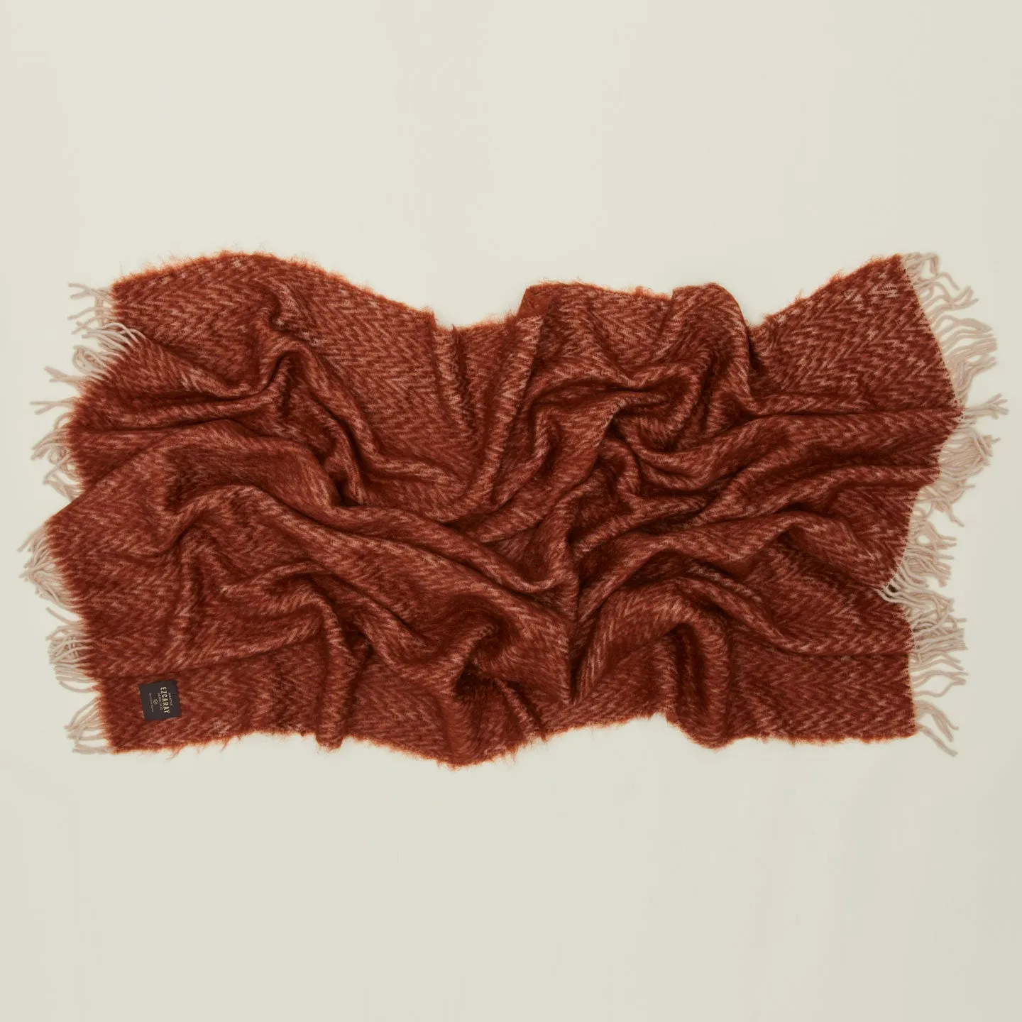 Herringbone Mohair Throw - Terracotta