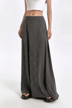 High Waist Diamond Print Maxi Skirt