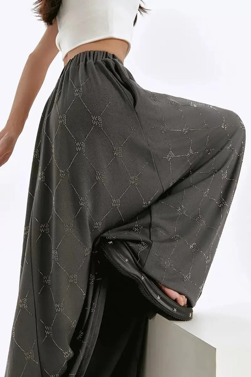 High Waist Diamond Print Maxi Skirt