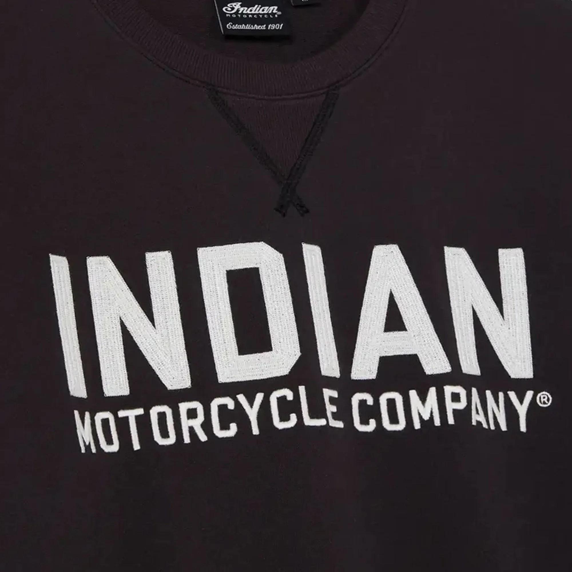 Indian Motorcycle Mens Chainstitch Embroidery Longsleeve T-Shirt Black