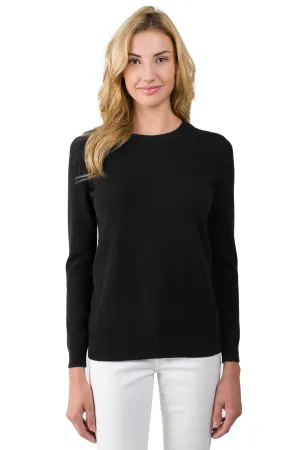 JENNIE LIU Women's 100% Pure Cashmere Long Sleeve Crew Neck Sweater