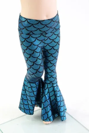 Kids Turquoise Dragon Scale Mermaid Flares