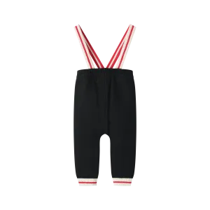 KNIT LEGGING WITH CONTRAST STRAPS-BLACK