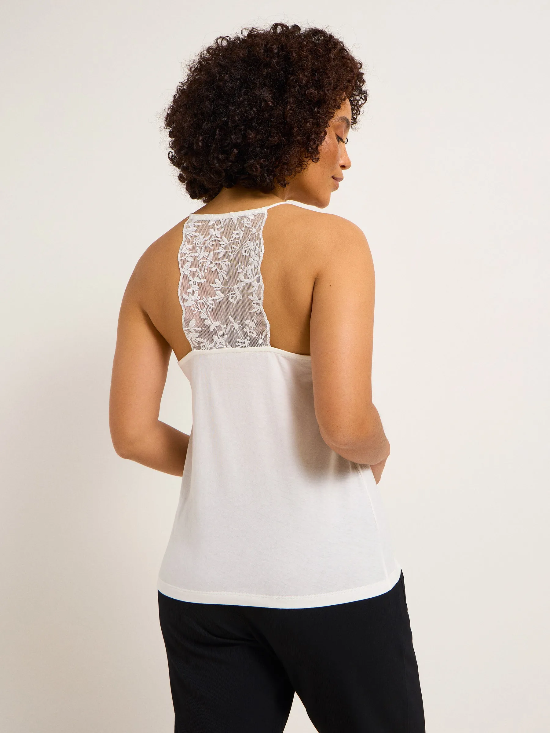 Lanius Top GOTS mit Spitze off white