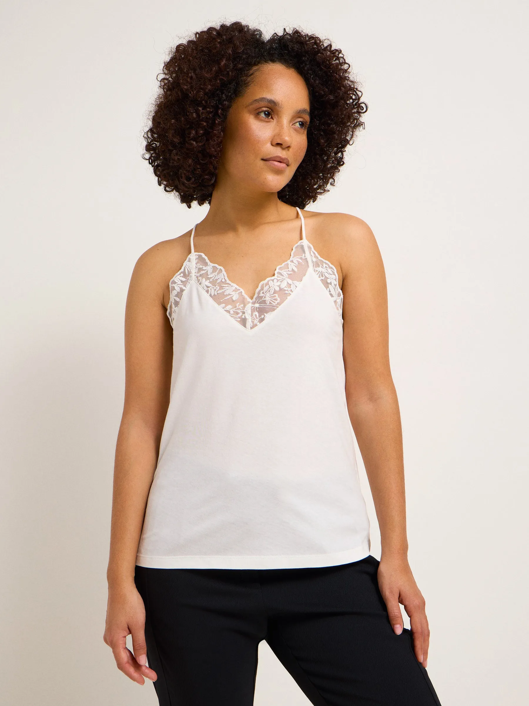 Lanius Top GOTS mit Spitze off white