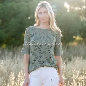 Marble Crochet Sweater Top - Style 7345-123 (Khaki)