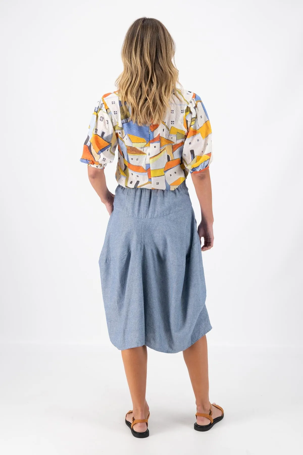 Milwaukee Traveller Skirt Sky Blue in Cotton/Linen