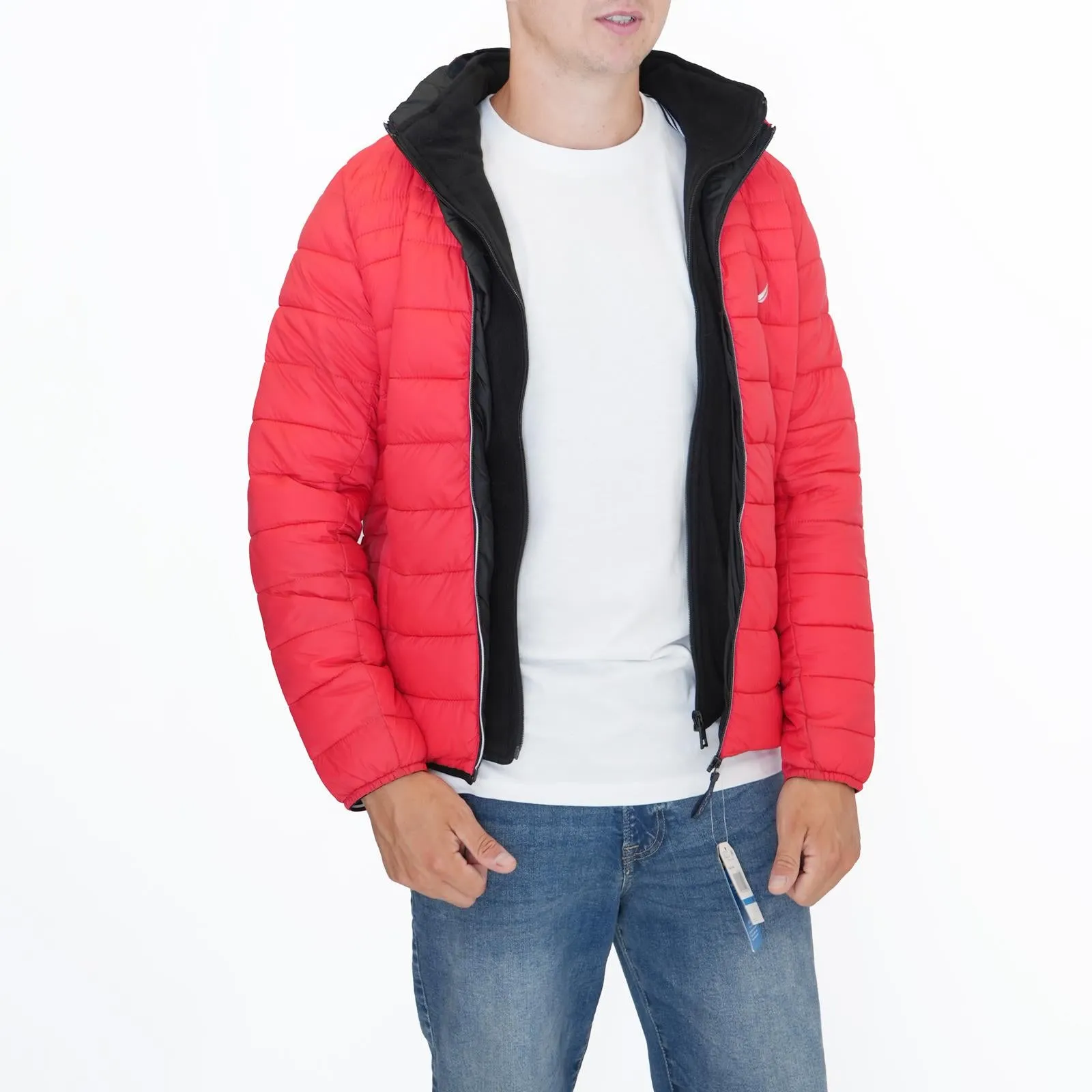 Nautica Performance Double Zip Puffer Jacket Red