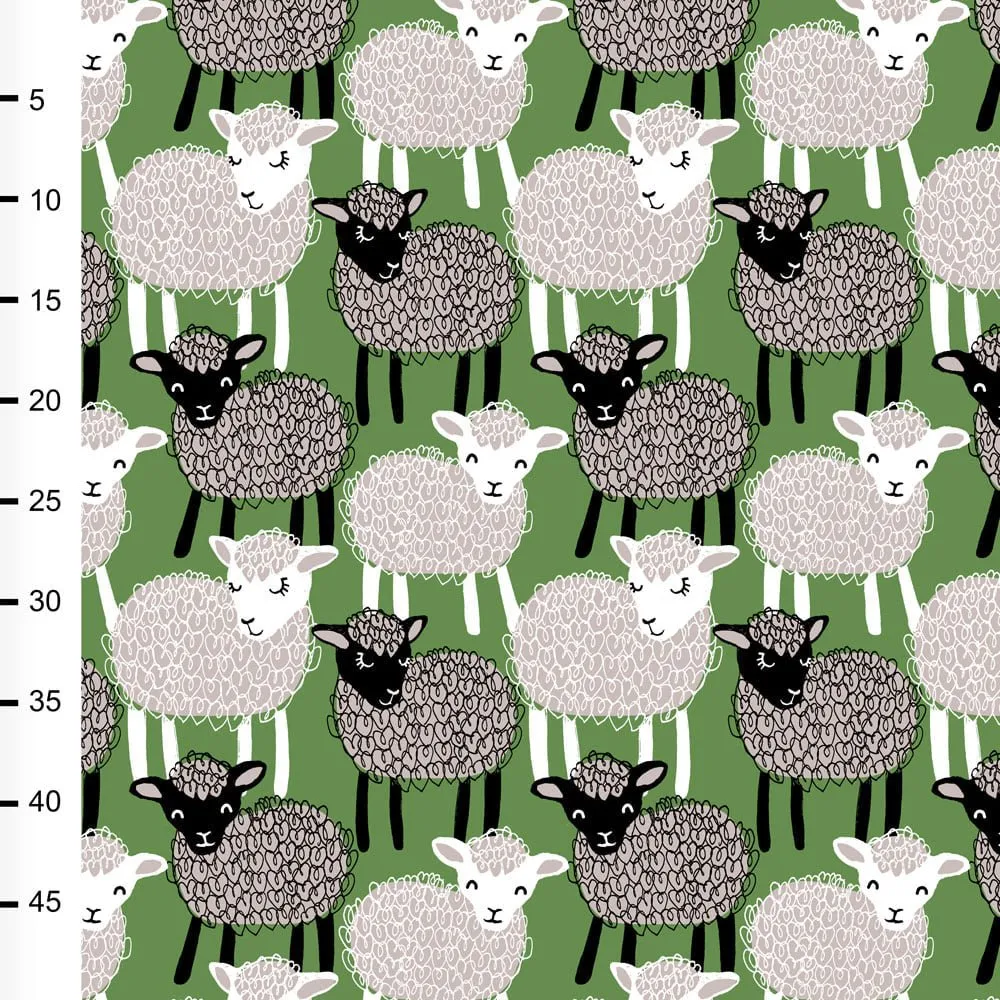 Organic Cotton Jersey - Sheep - Green