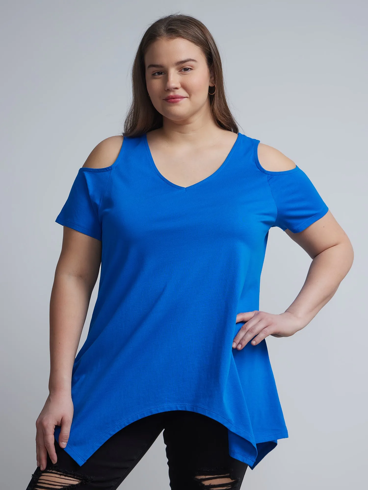 Plus Cold-Shoulder Perfect Tunic Tee