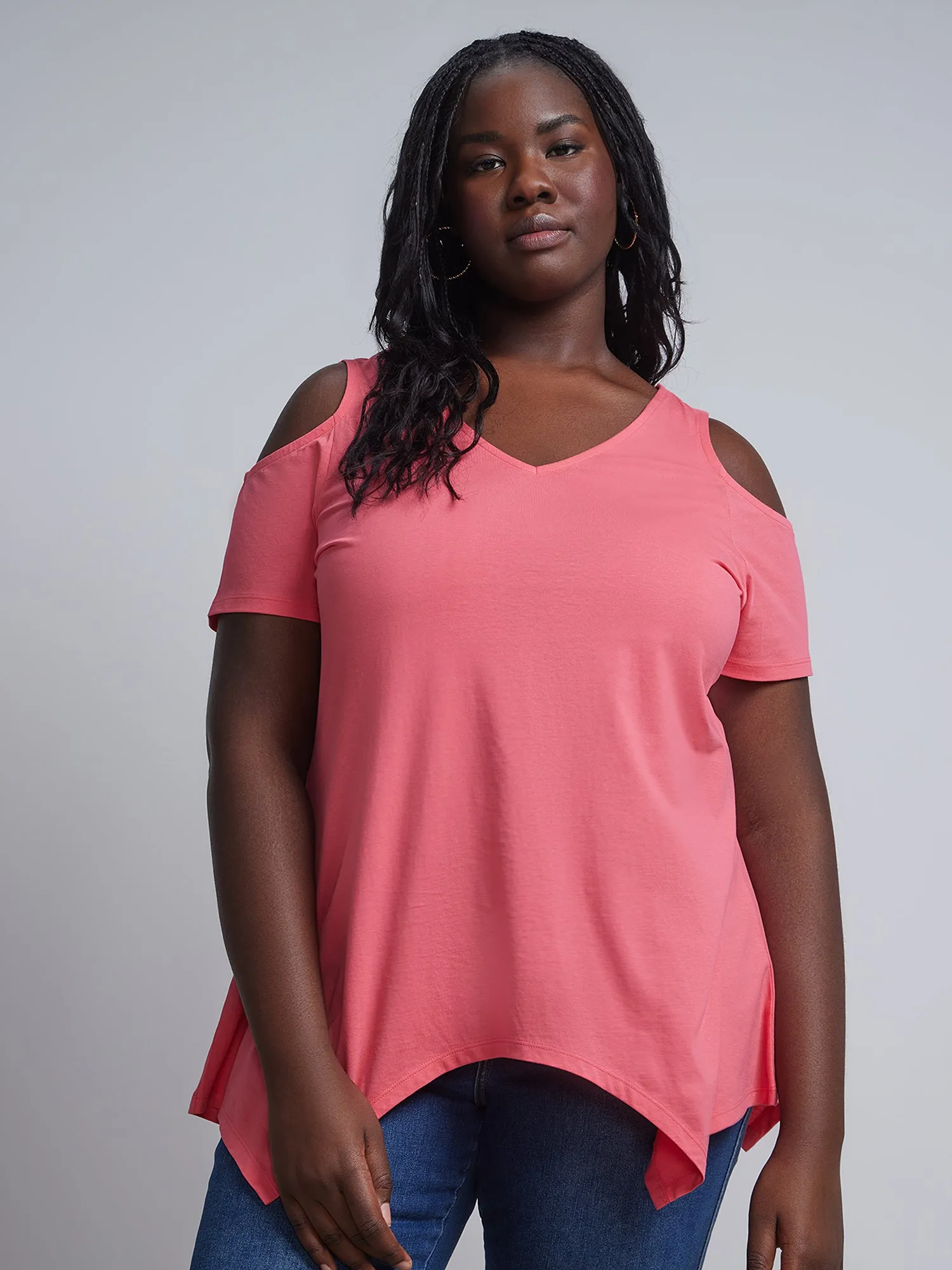 Plus Cold-Shoulder Perfect Tunic Tee