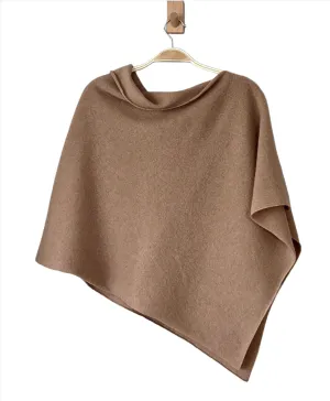 Poncho Soft Merino Lambswool Camel Brown