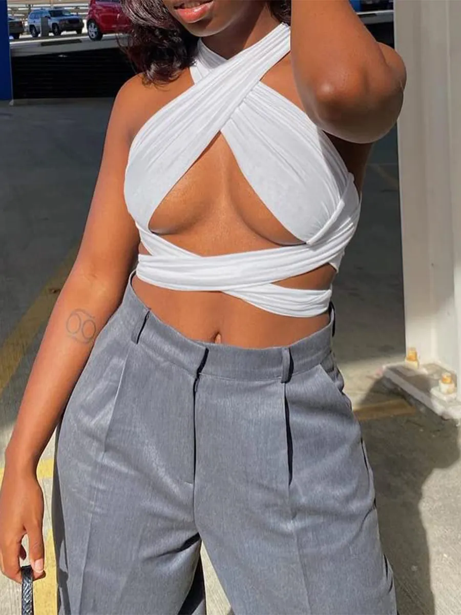 Ribbed Halter Crop Top