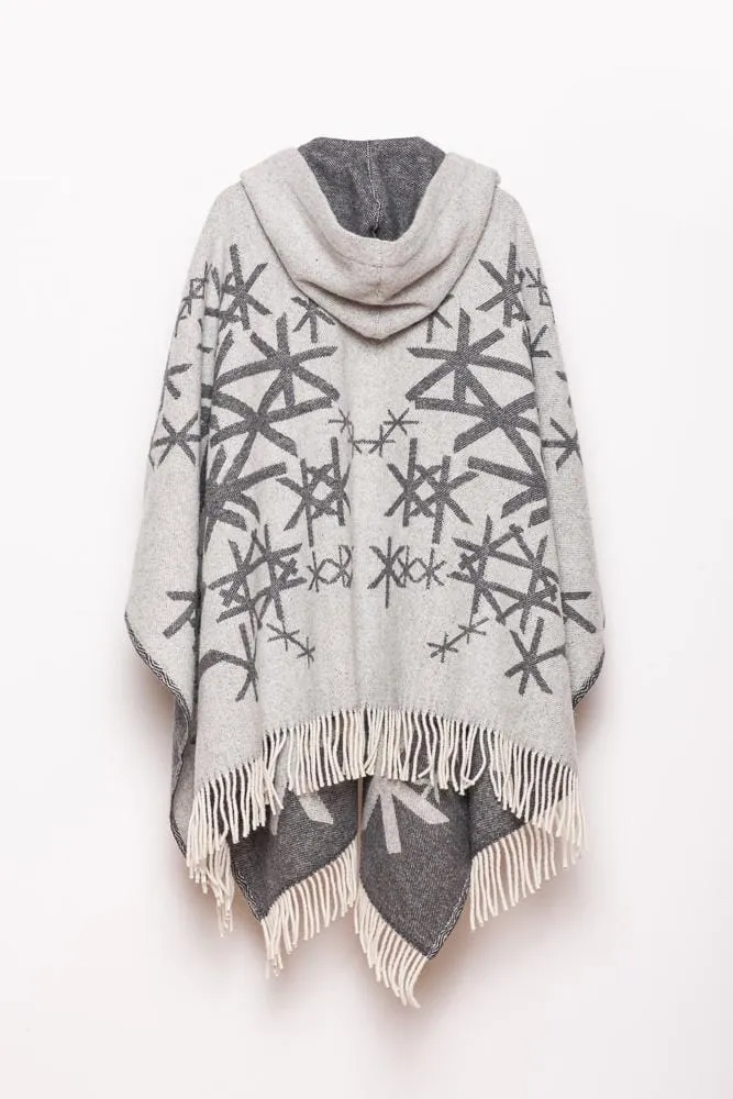 Runic wool cape with hood - Dark Grey Strength