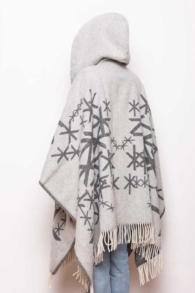 Runic wool cape with hood - Dark Grey Strength