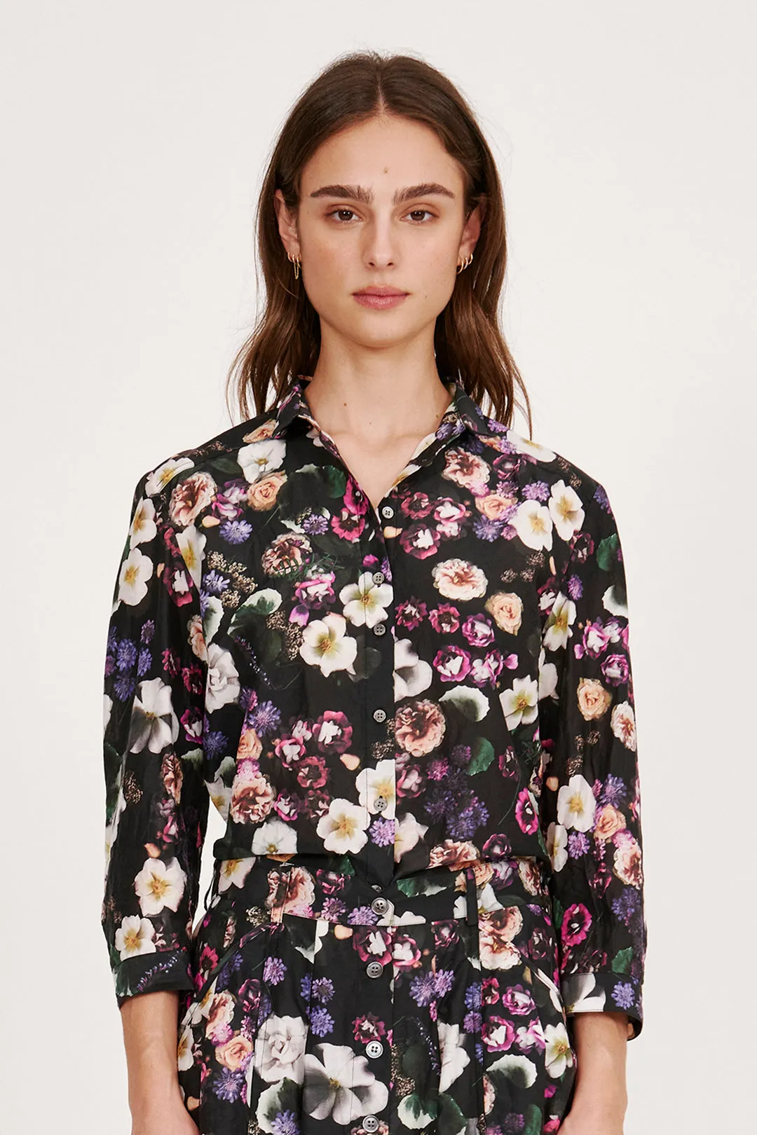 Silk Voile Black Floral Rodeo Blouse