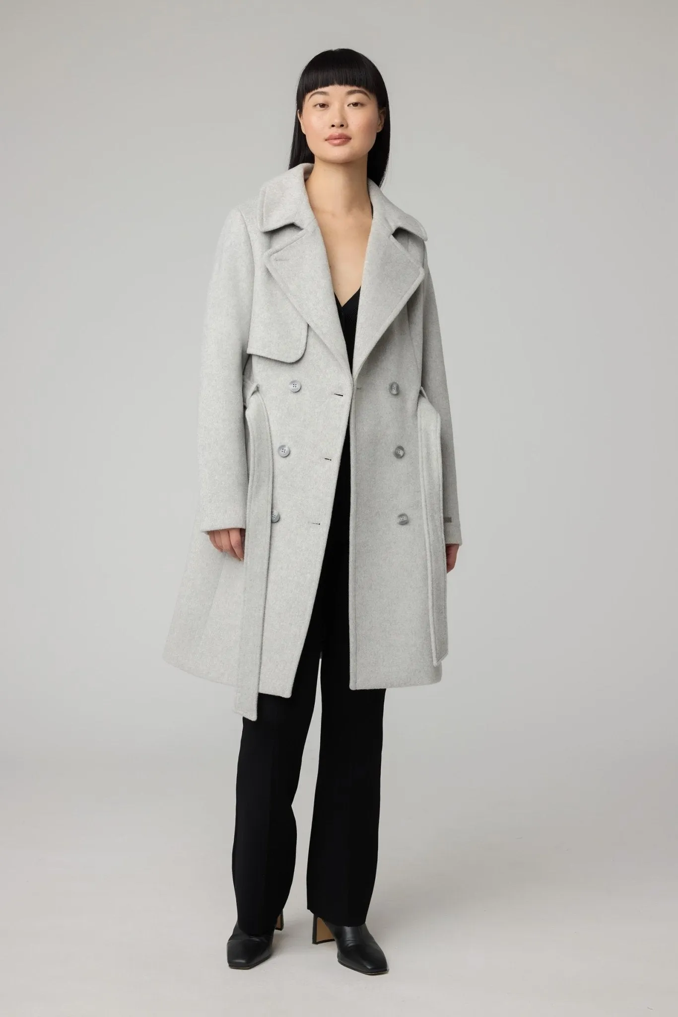 SOIA&KYO FABIANNE-C - Semi-Fitted Classic Wool Coat With Removable Bib