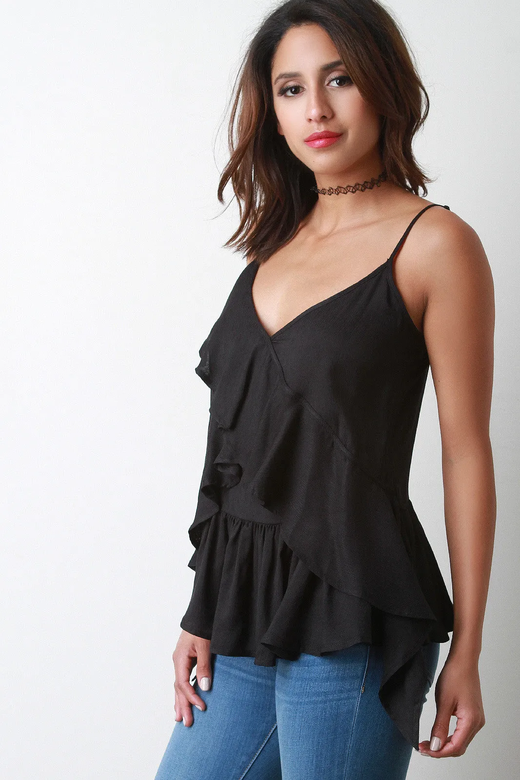 Spaghetti Strap Ruffled Camisole Top