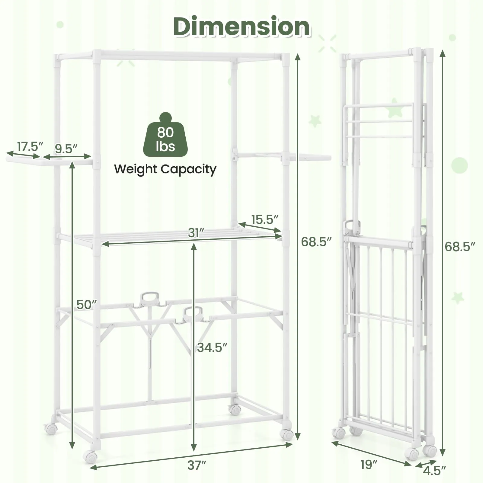 Tangkula Foldable Clothes Drying Rack