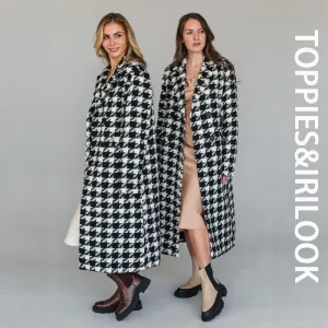 Toppies 2021 Herbst Damen Lange Wolle Windmantel Femme Houndstooth Tops Trench Casual Doppelreihiger Wollmantel