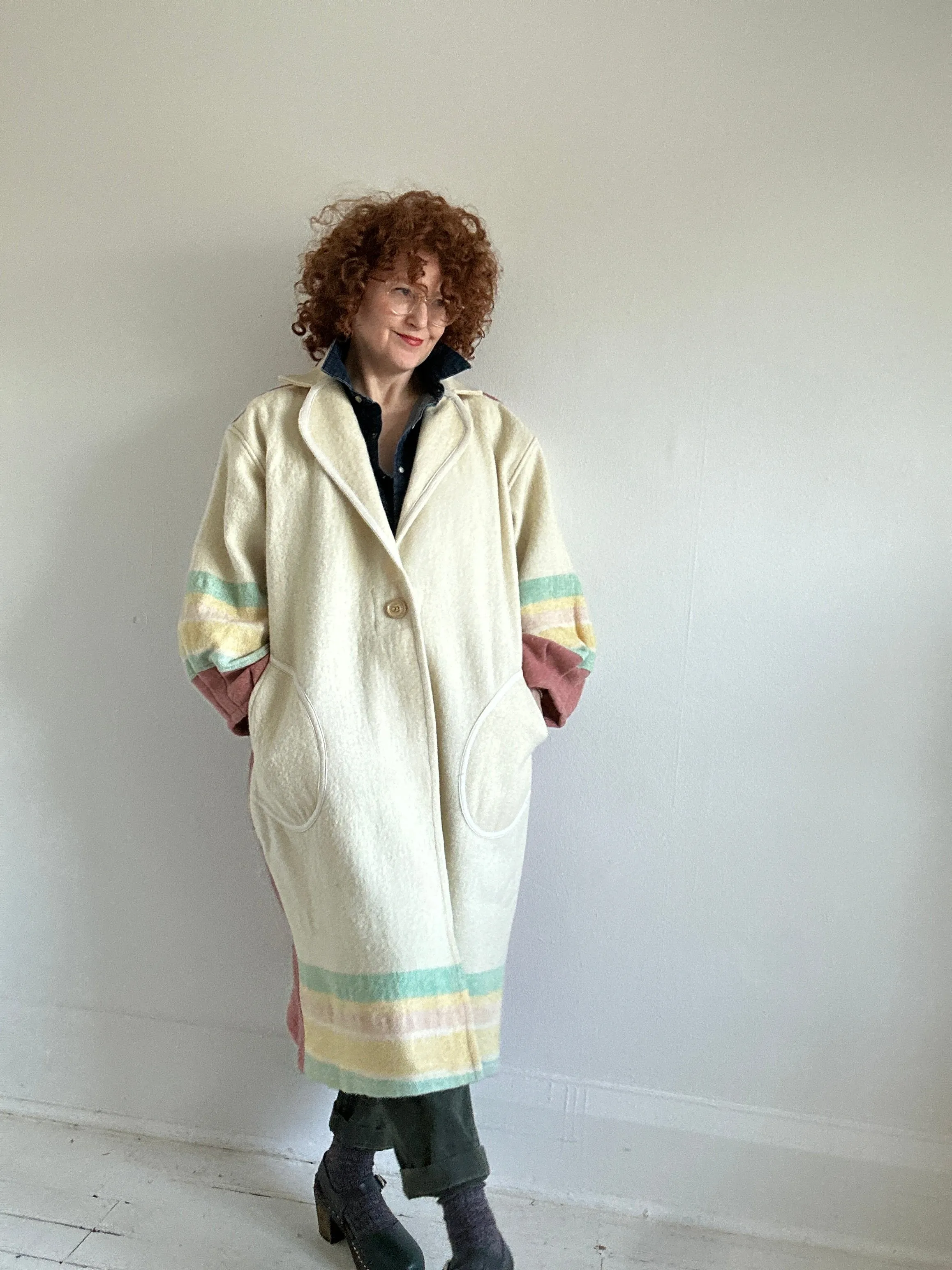 Trench with Vintage Wool Blankets Size 2X/3X #TRENCH8