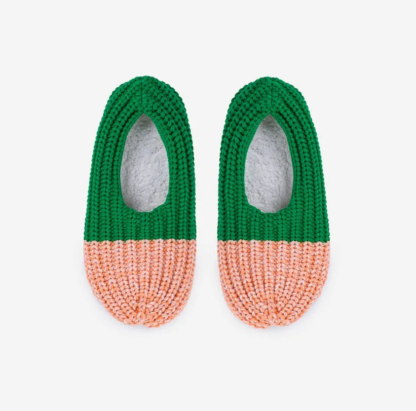 Verloop: Colorblock Knit Slippers - Kelly Peach