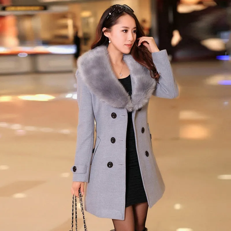 Winter Faux Trenchcoat, Slim Double Breasted