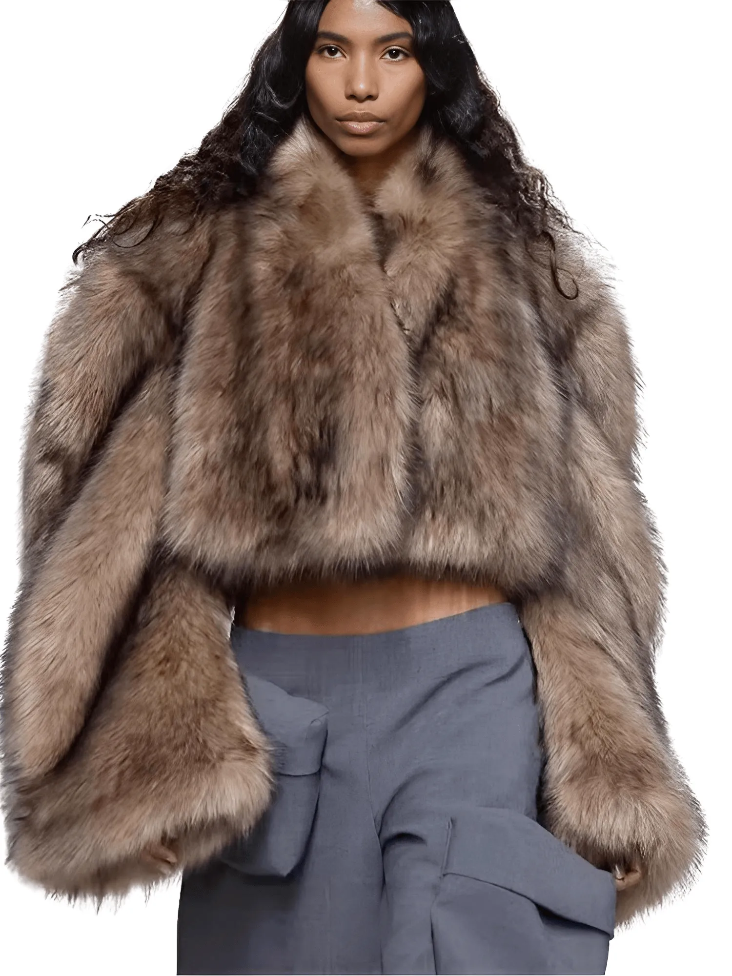 Women's Imitation Mink Fur Short Jacket Faux Fur Coat Long Sleeve Loose Thick Winter New