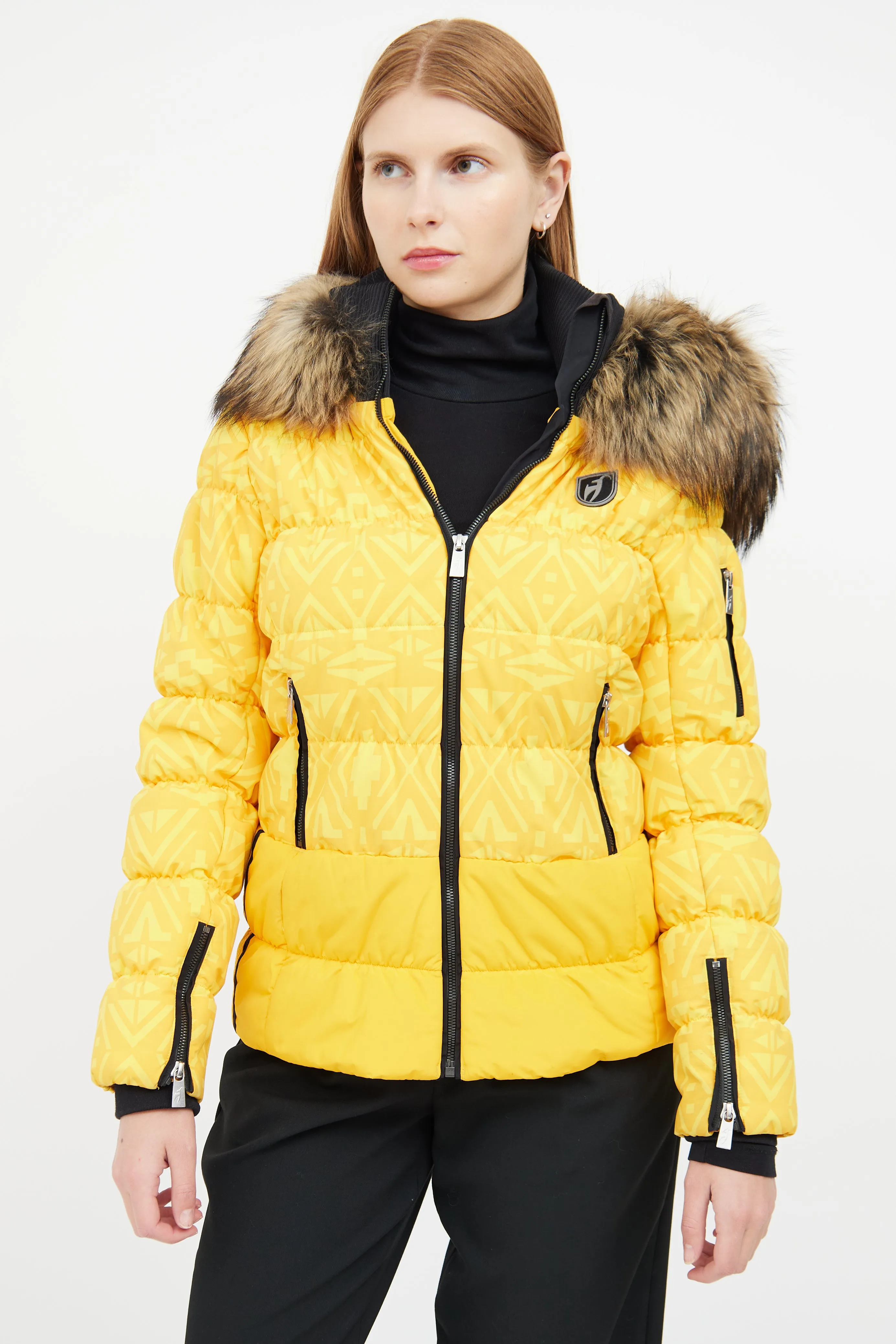 Yellow Pattern Puffer Coat