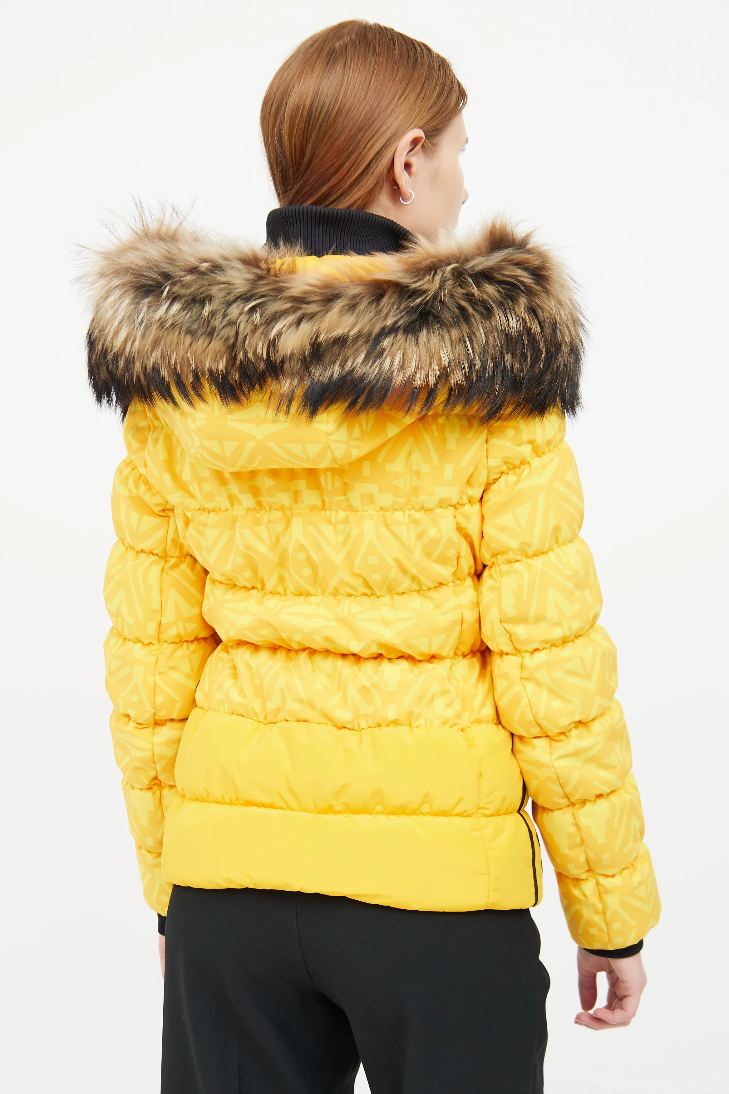 Yellow Pattern Puffer Coat