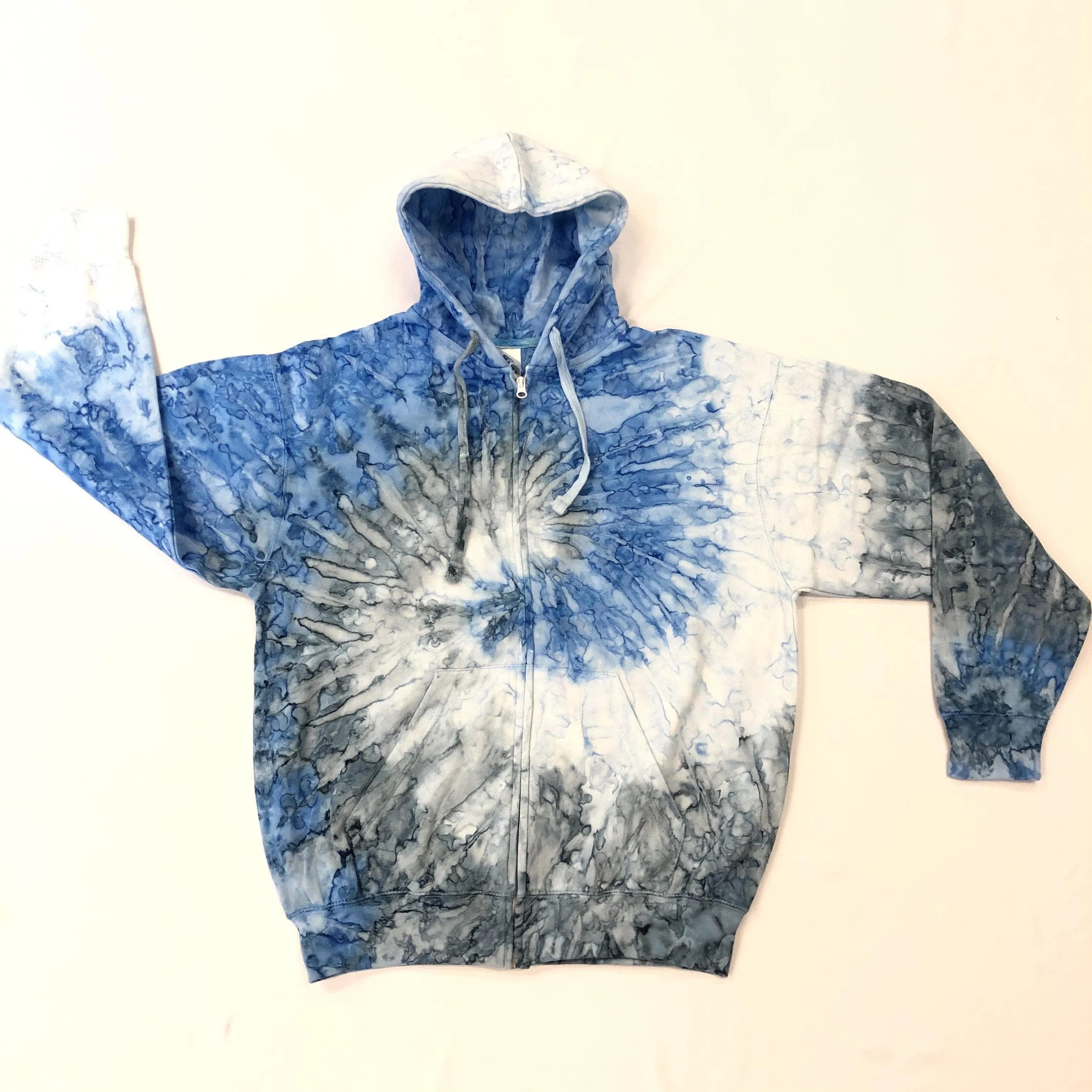 Zipper Blue Splash Tie Dye Hoody